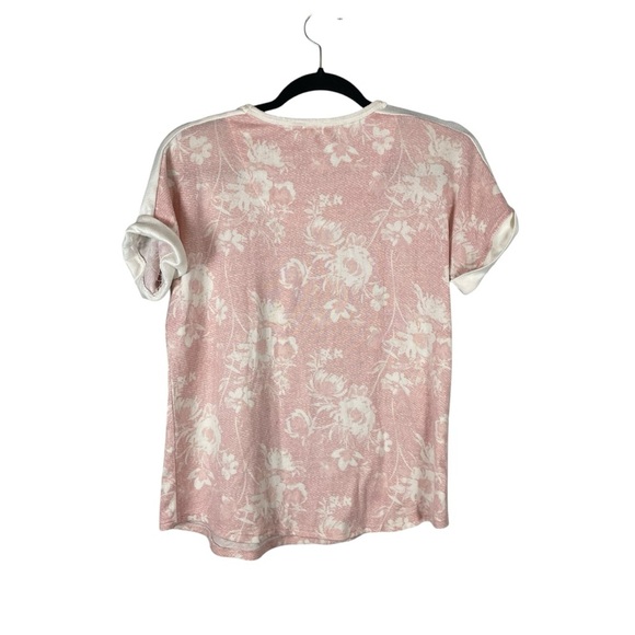 Lucky Brand Pink Floral Burnout Tee Shirt Short Sleeve Size S - Picture 4 of 4